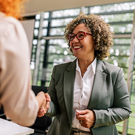 Job candidate successfully representing her employability skills in a job interview.