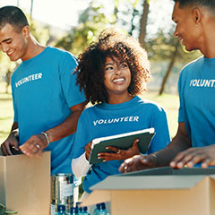 Diverse volunteers in a park