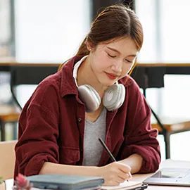 student with headphoones