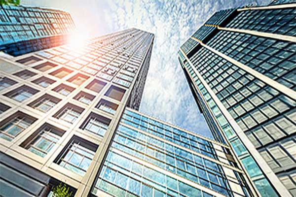 Skyline view of urban area with professional buildings